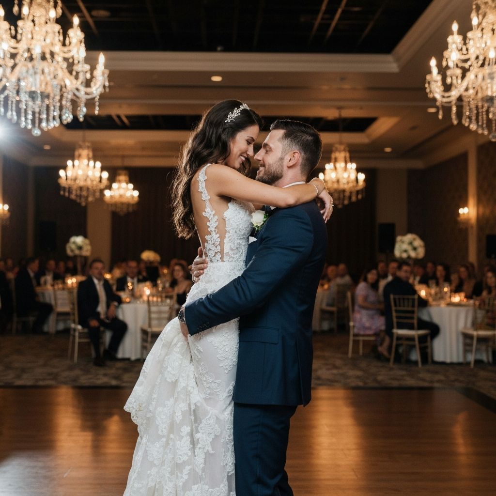 Premiers pas des mariés dans la salle de réception